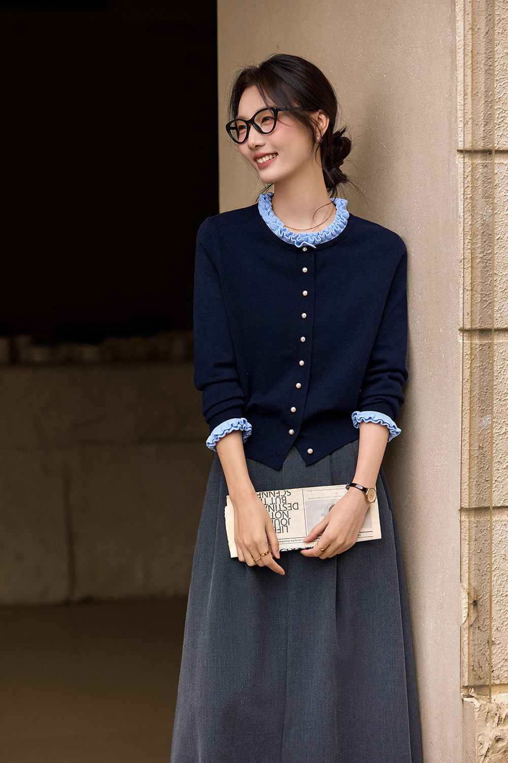 Ruffle Round Neck Sweater