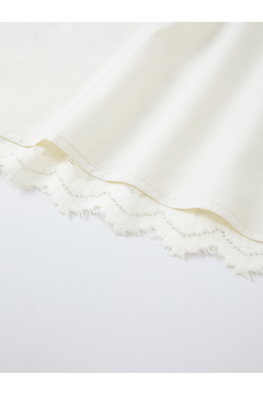 Apricot French Crewneck Lace-Trimmed Dress