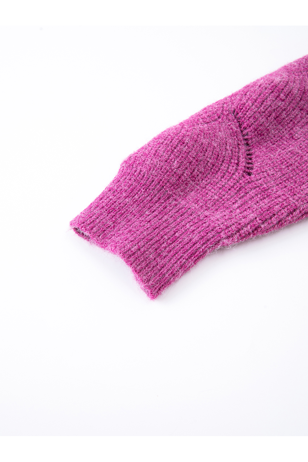 Fuchsia Openwork Pattern Crewneck Sweater