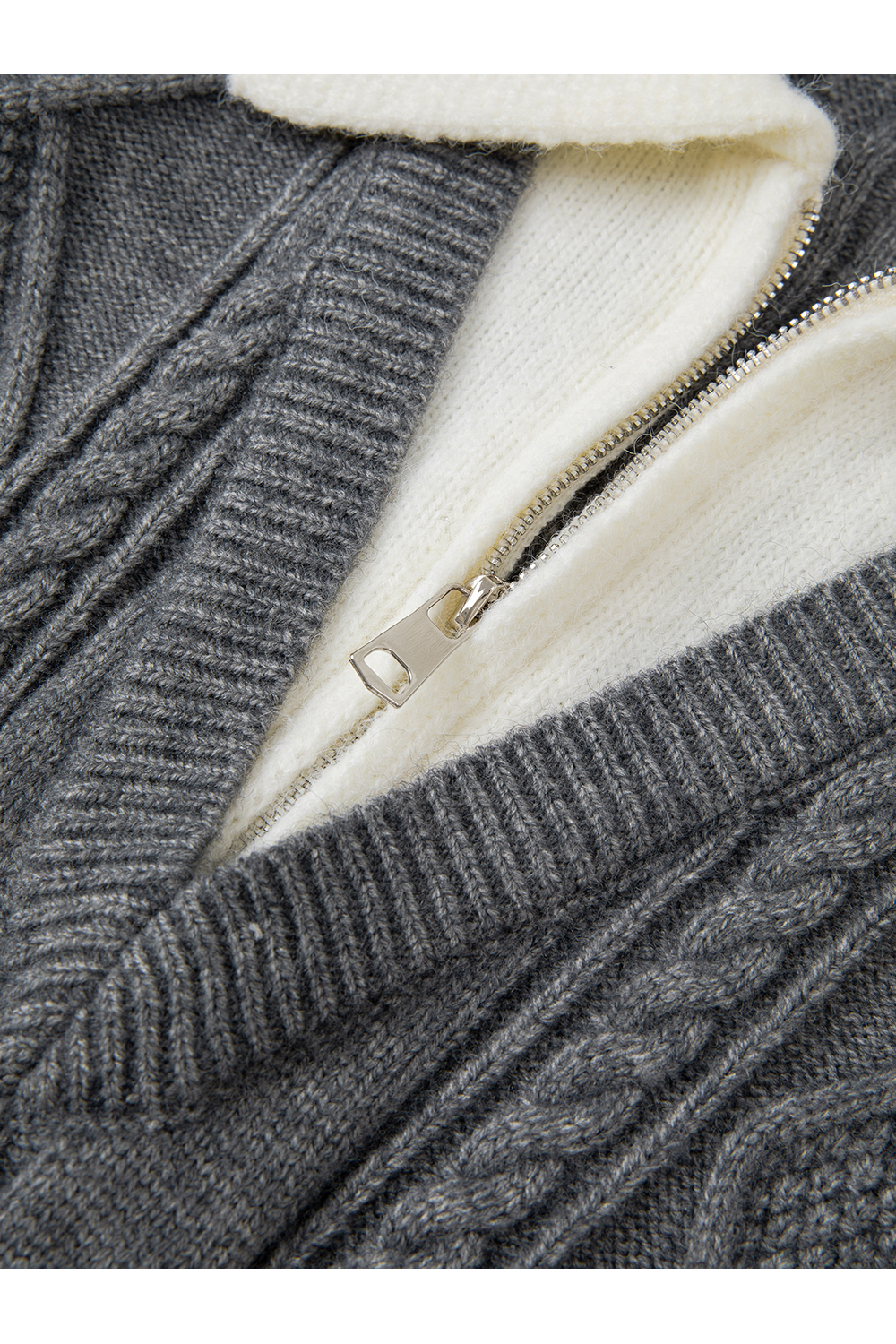 Gray Fake Two-Piece Lapel Plaid Sweater