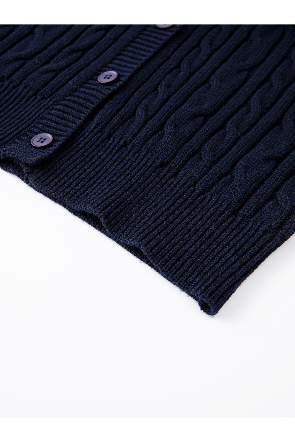 Navy Blue Fake Two-Piece Knitted Cardigan