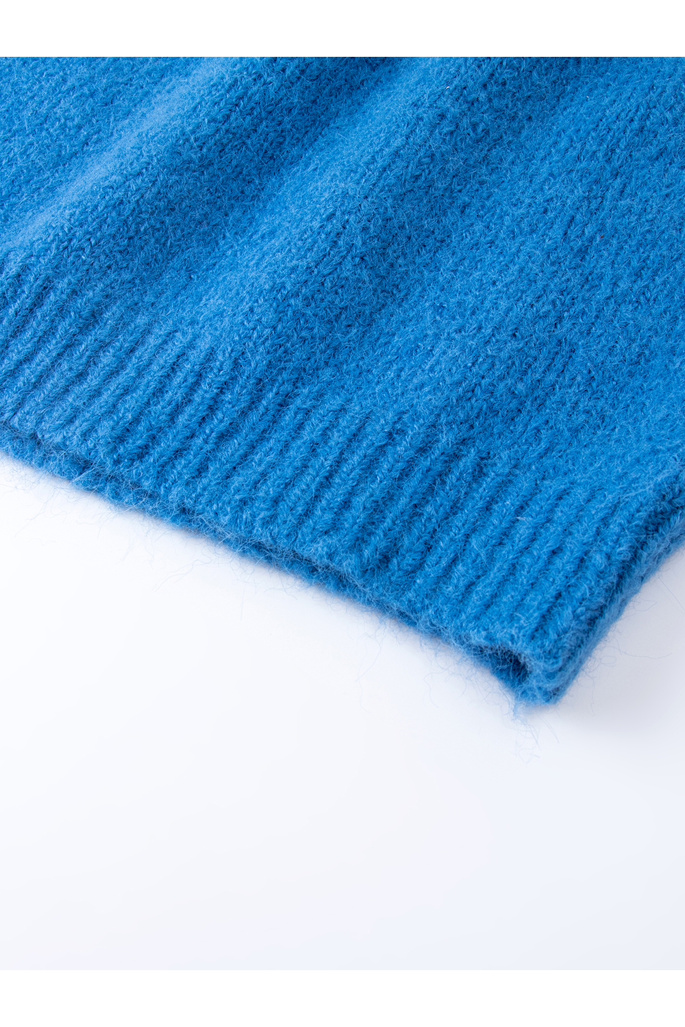 Blue Crew Neck Jacquard Sweater