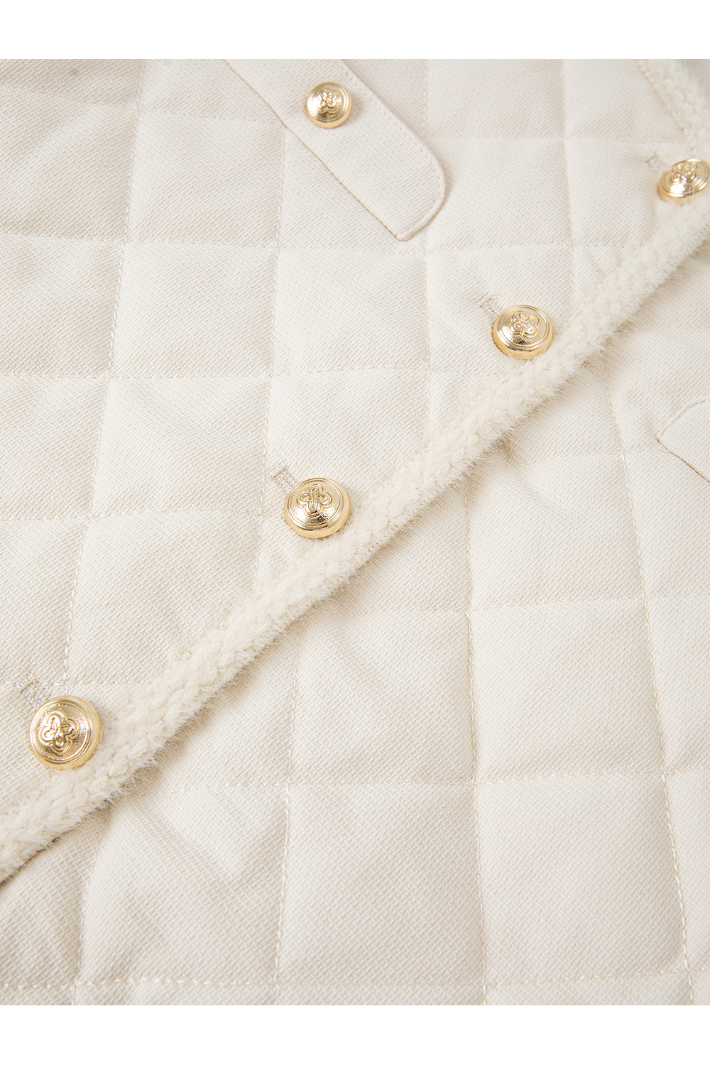 Apricot Argyle Crewneck Cotton-Padded Coat