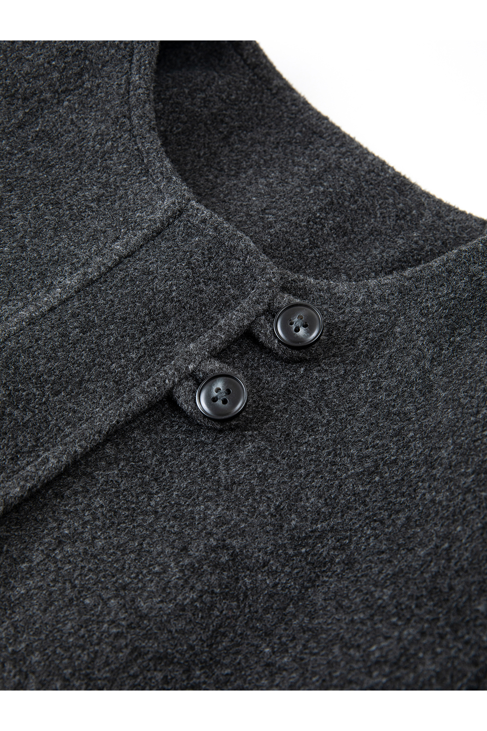 Grey French-Style Crewneck Wool Blend Coat