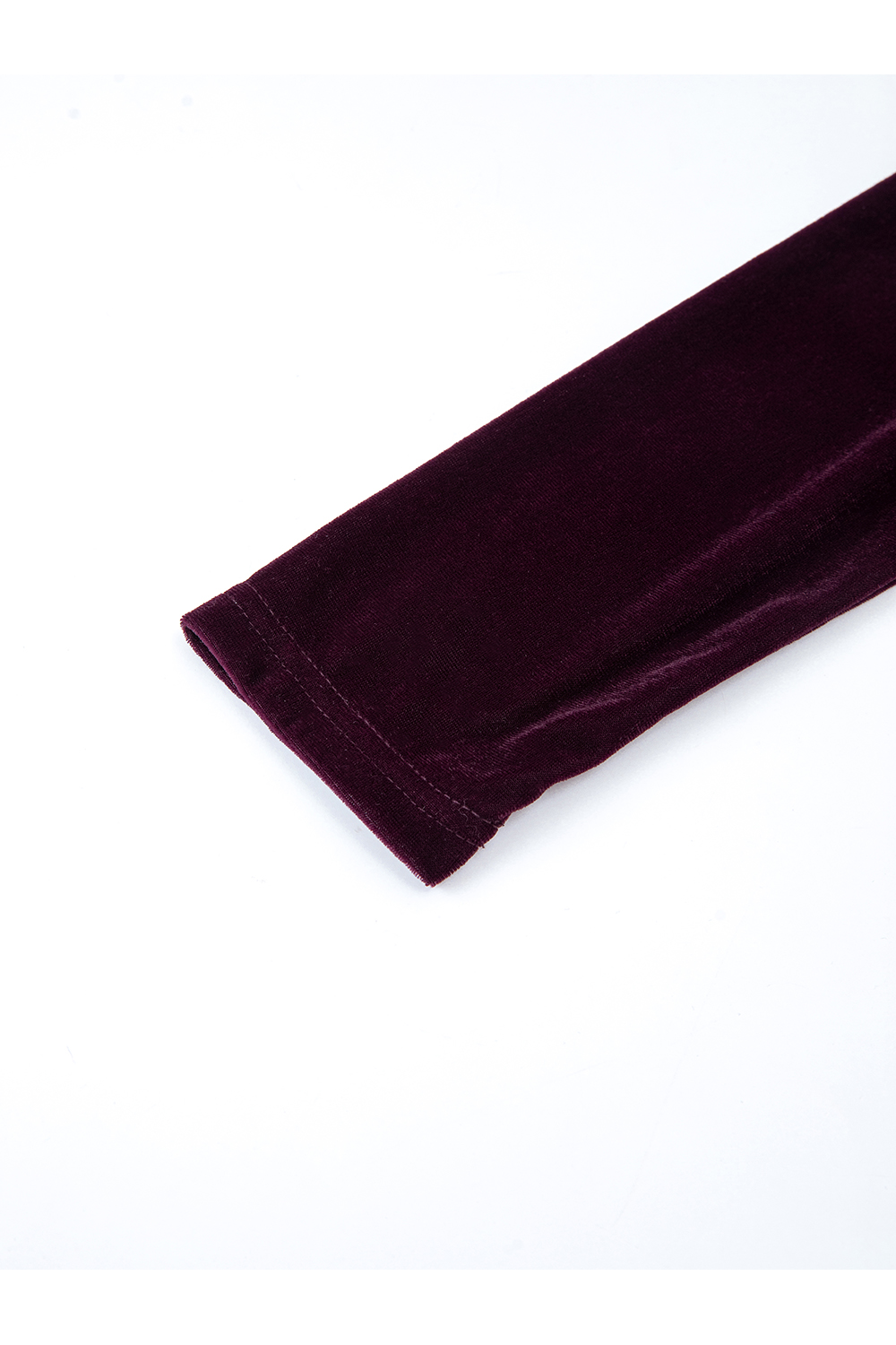 Red Mock Neck Velvet Long-Sleeve Top