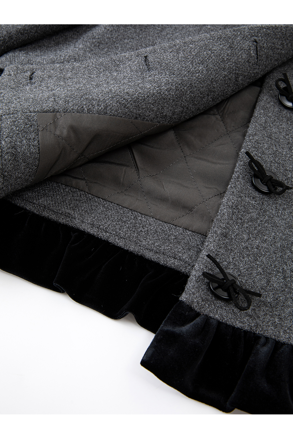 Grey Ruffled Paneled Short Jacket