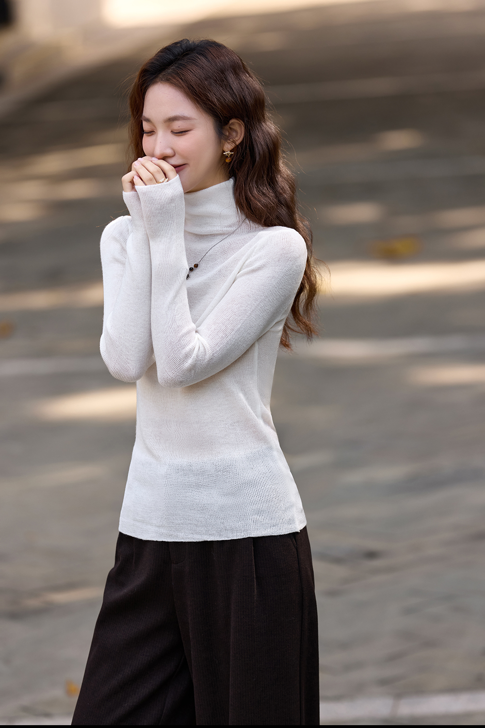 High - necked Thermal knitted sweater