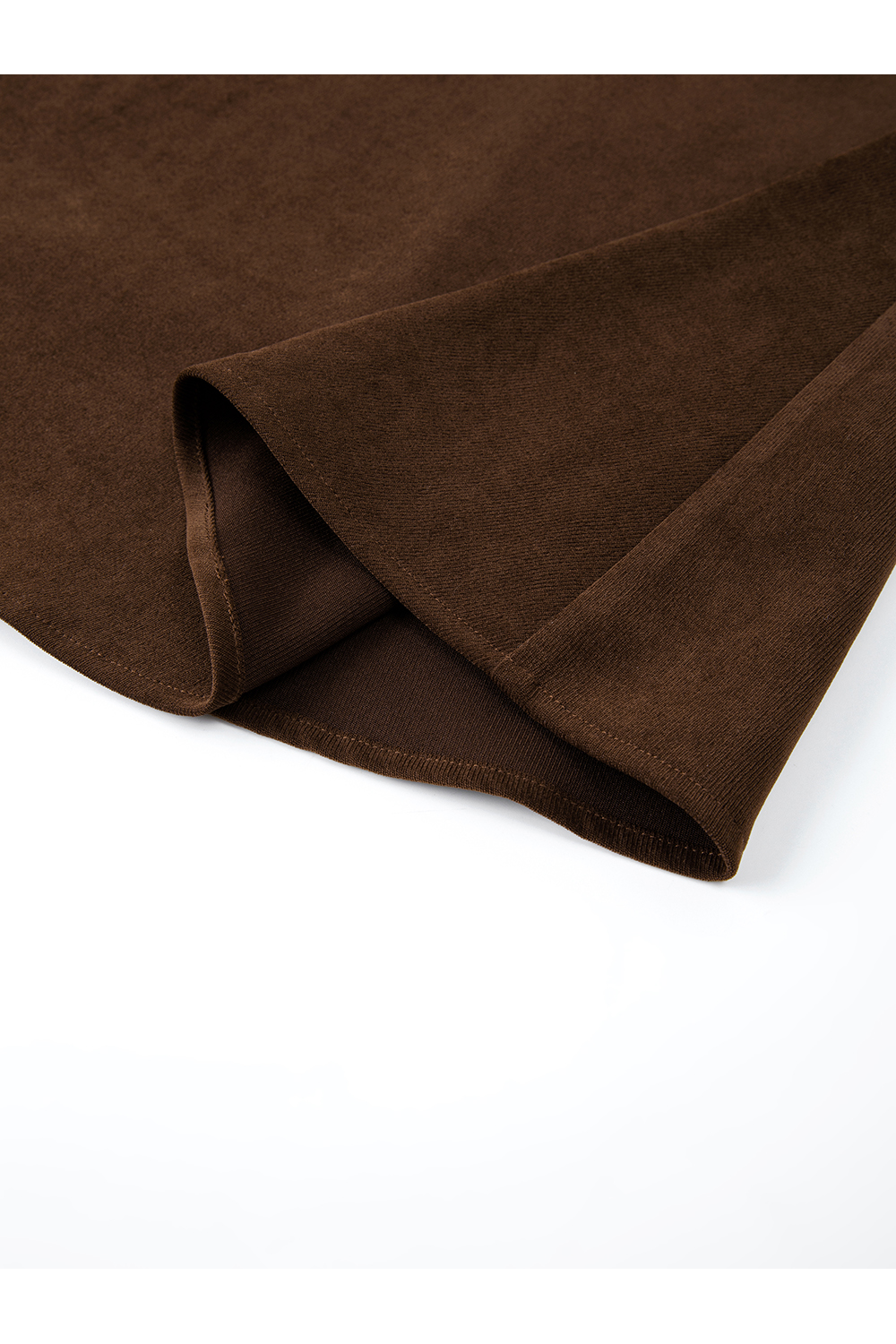 Brown French lace - trimmed crew - neck dress