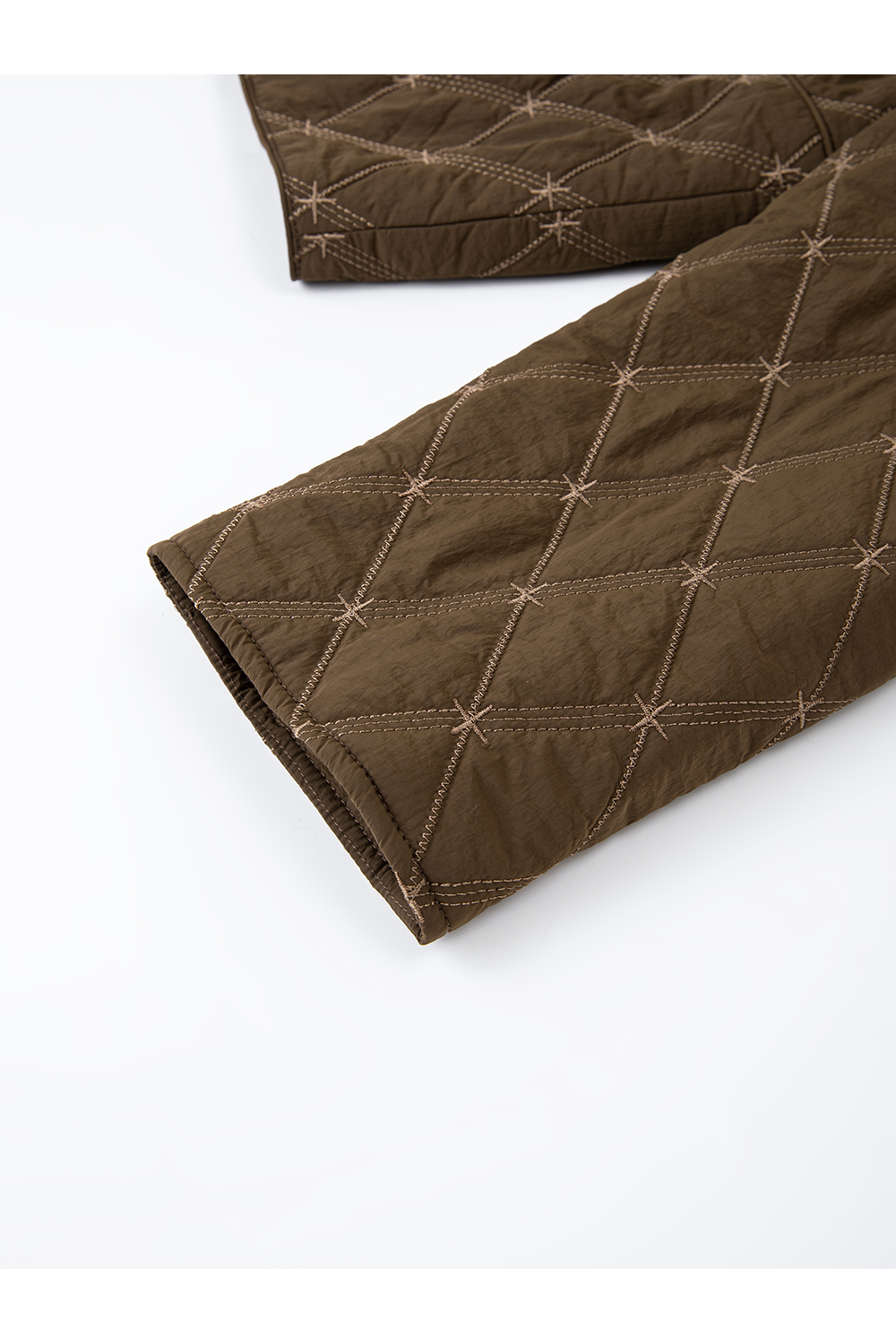 Vintage Diamond Grid Cropped Puffer Coat