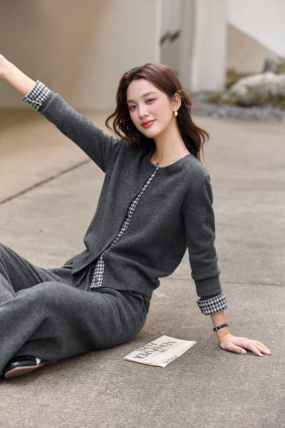 Checkered Patchwork Fake Two-piece