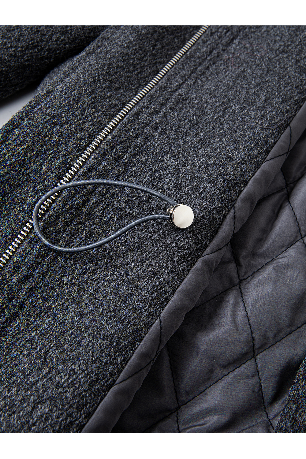 Hooded zipper wool coat