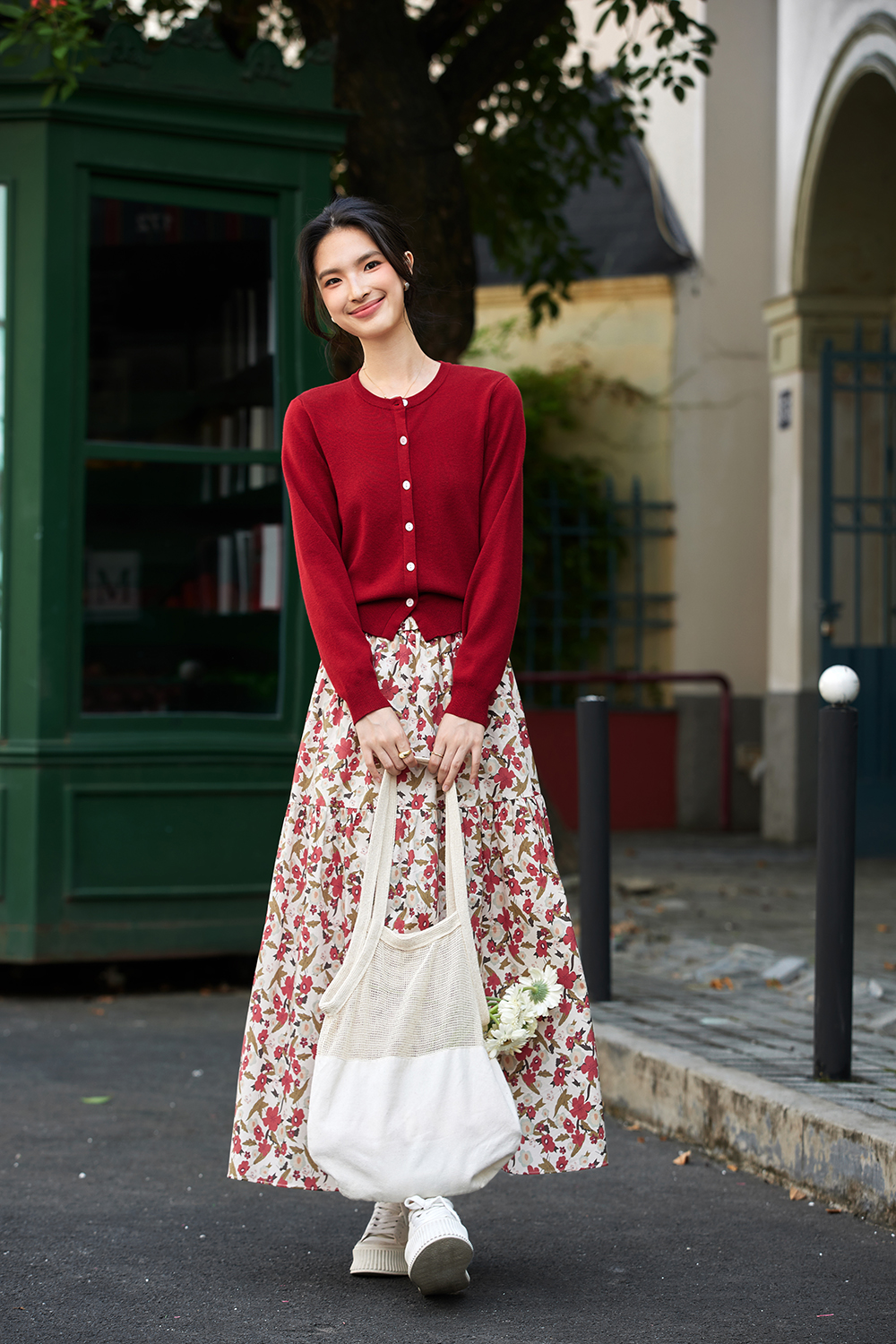 Vacation Knit Twin Set with Flowy Skirt-VIMLYSTORE