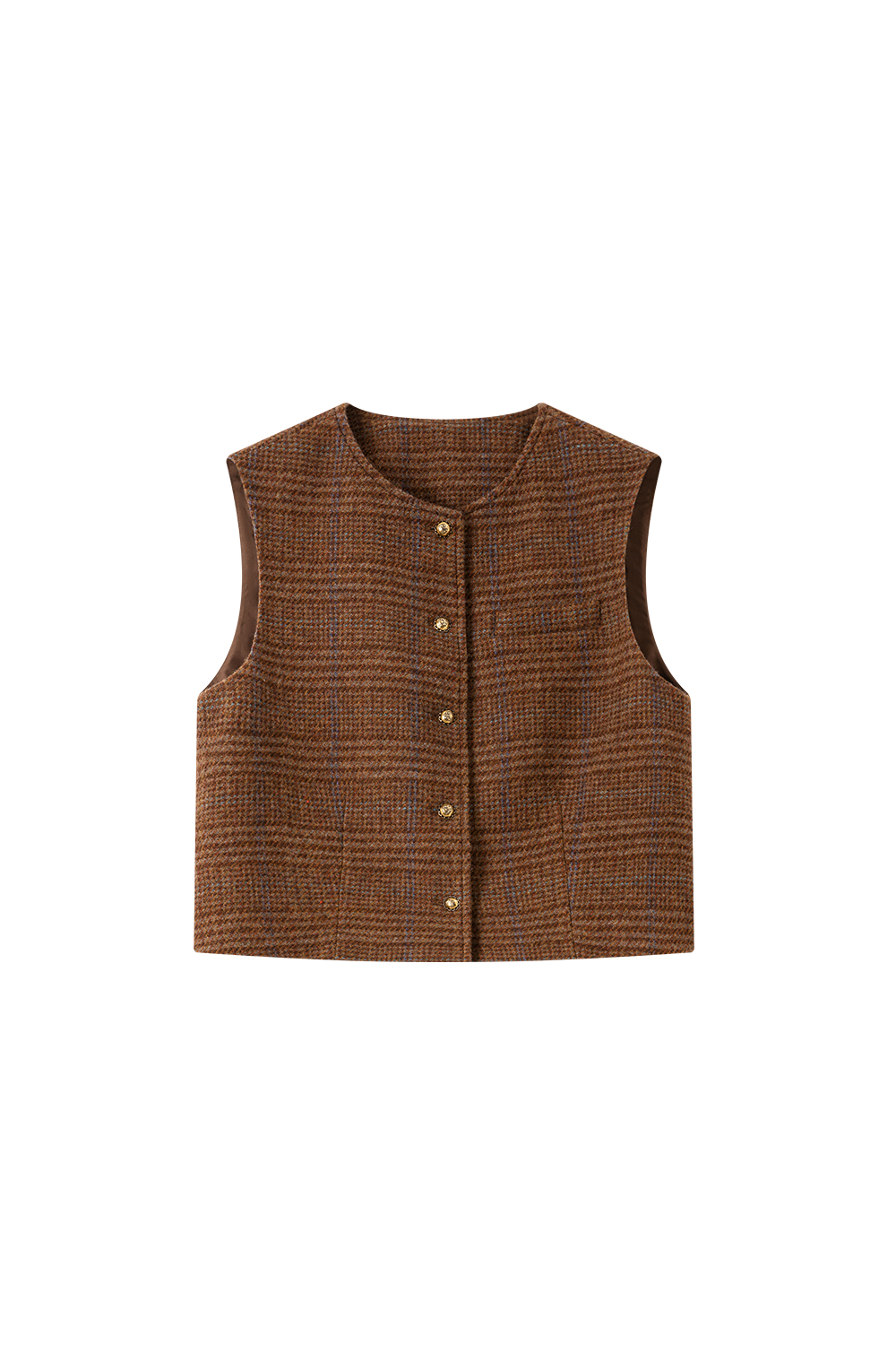 Brown Elegant Round Neck Vest with Long Dress Set-VIMLYSTORE