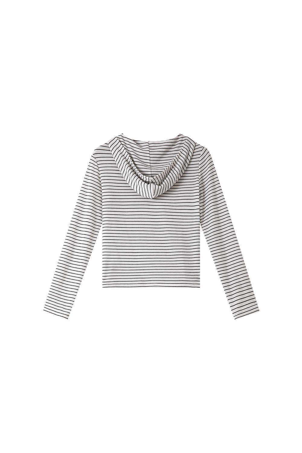 Striped Long Sleeve Hooded Slimming Zipper T-Shirt-VIMLYSTORE