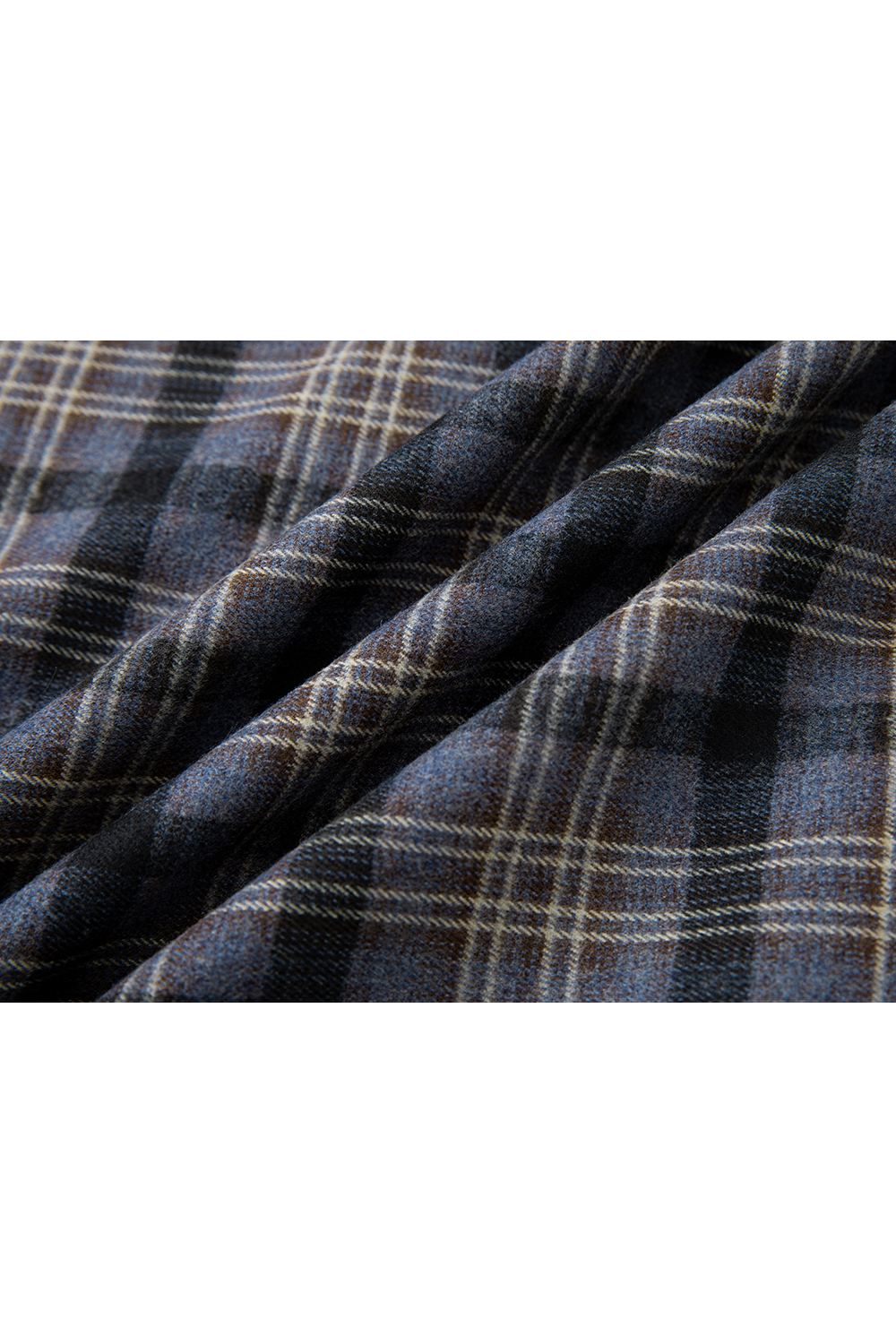 Dusty Blue Plaid Woolen Midi Skirt-VIMLYSTORE