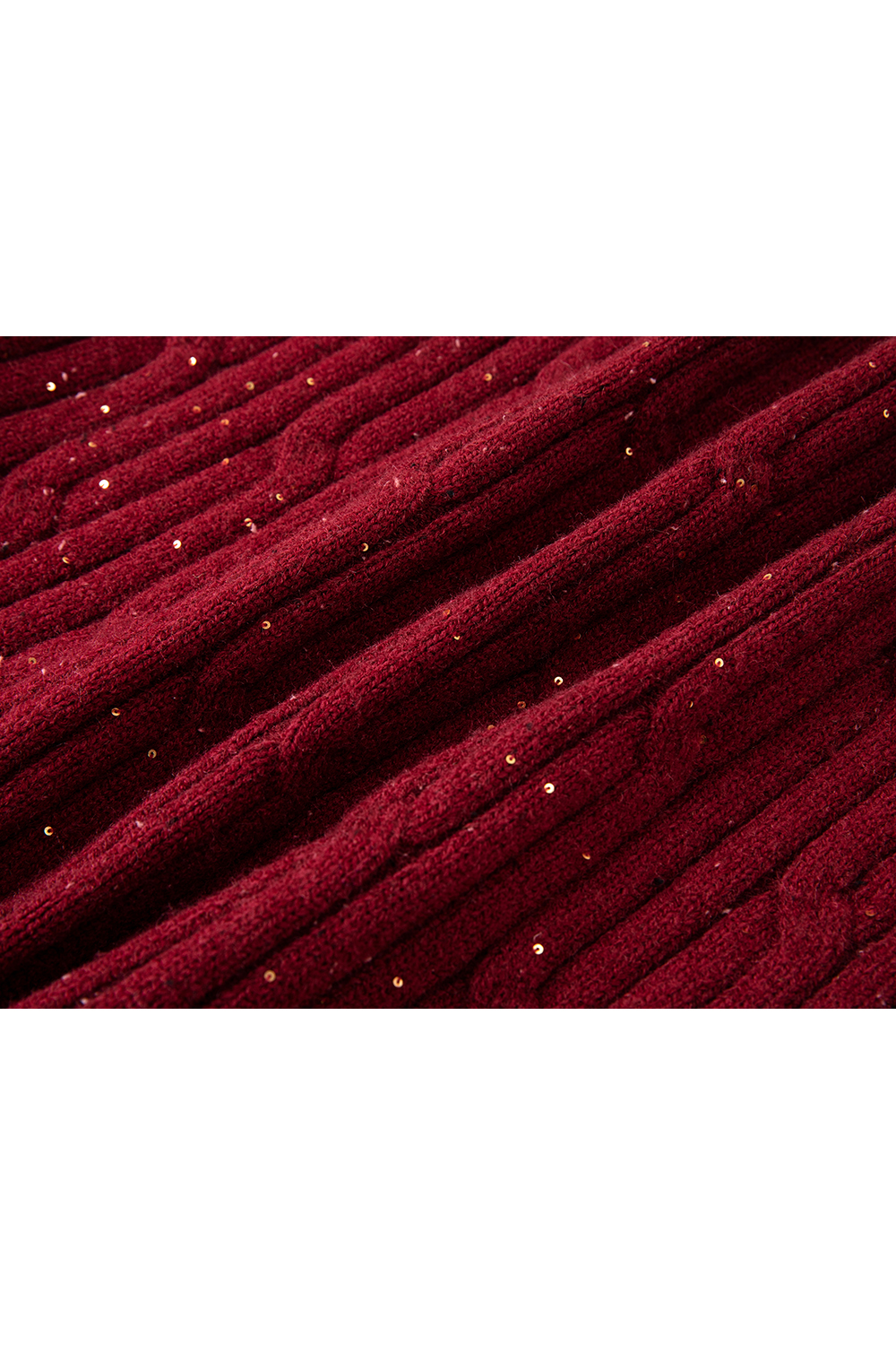 Red Cable-Knit Warm Sweater-VIMLYSTORE