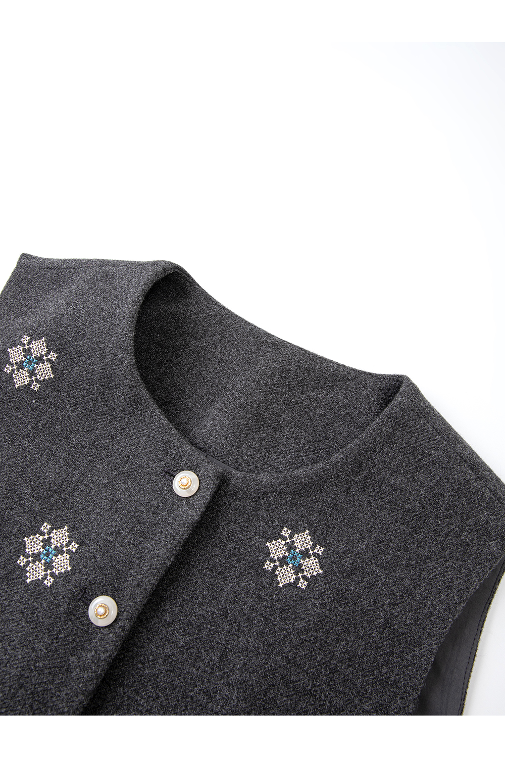 Grey Embroidered Vest Set
