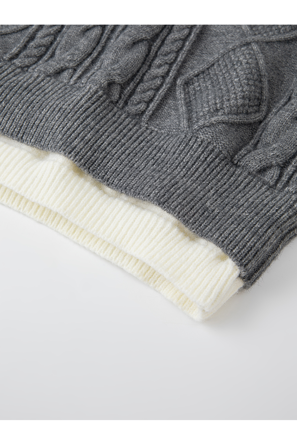 Gray Fake Two-Piece Lapel Plaid Sweater