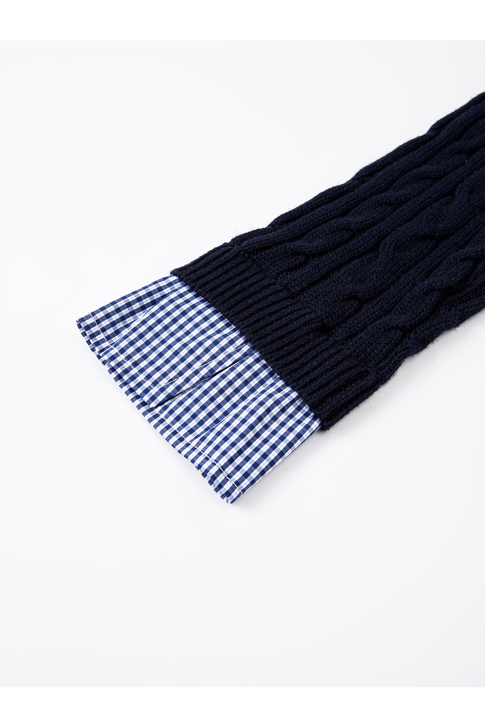 Navy Blue Fake Two-Piece Knitted Cardigan