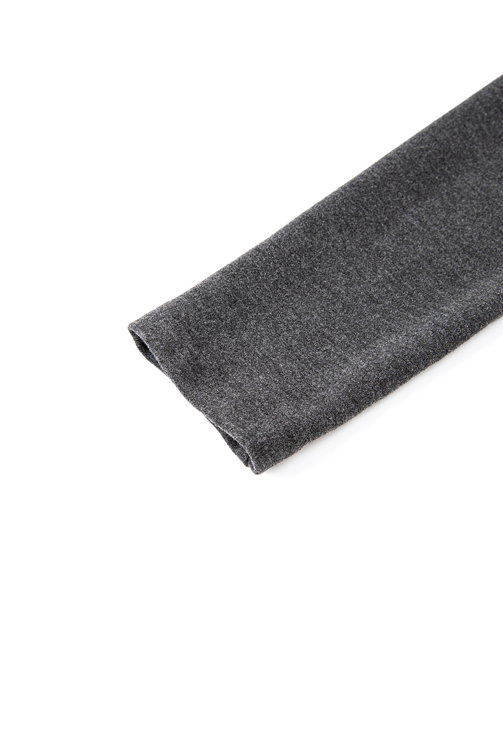 Grey Double-Layer Ruffled Trim Brushed T-Shirt