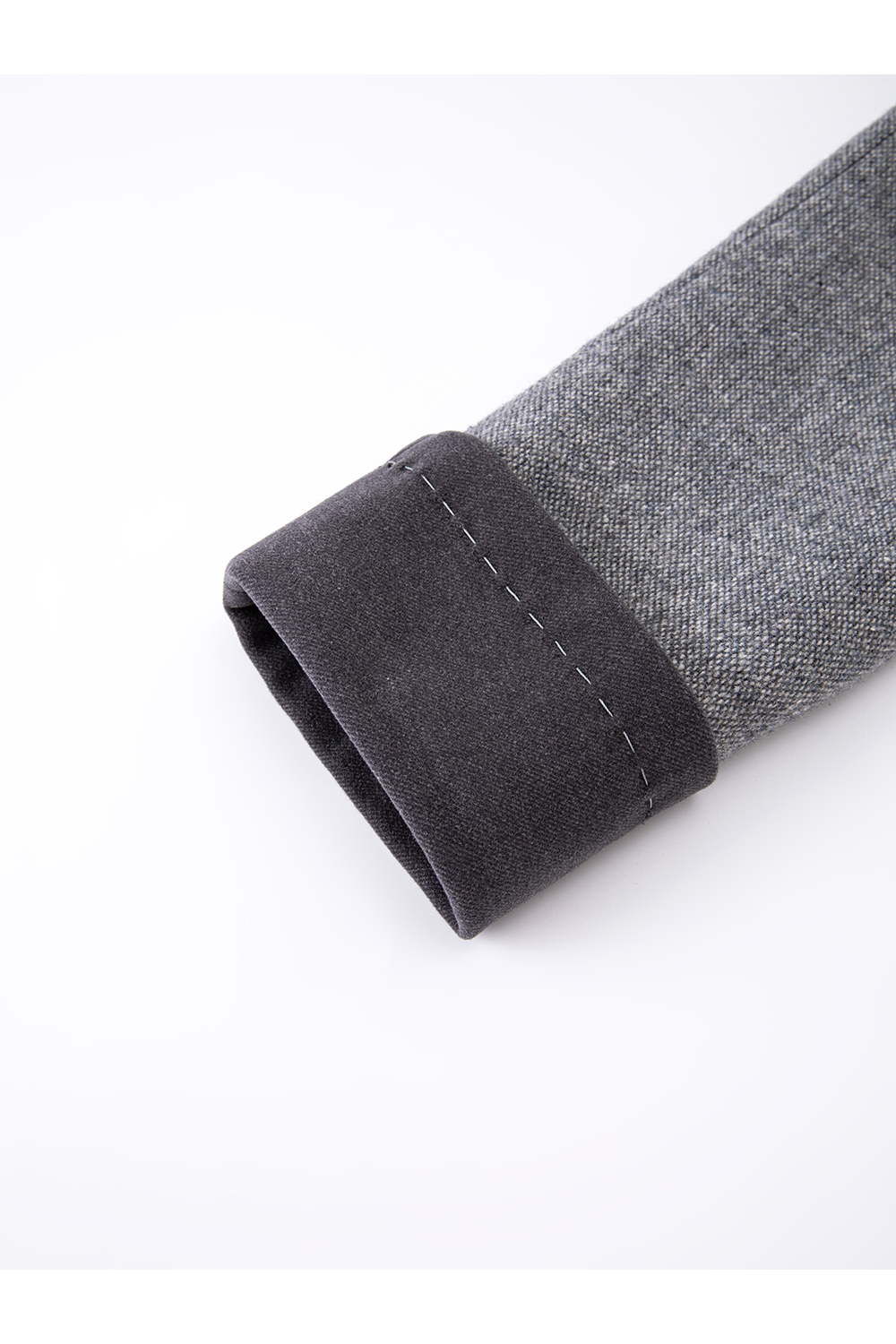 Grey Crewneck Wool Blend Coat
