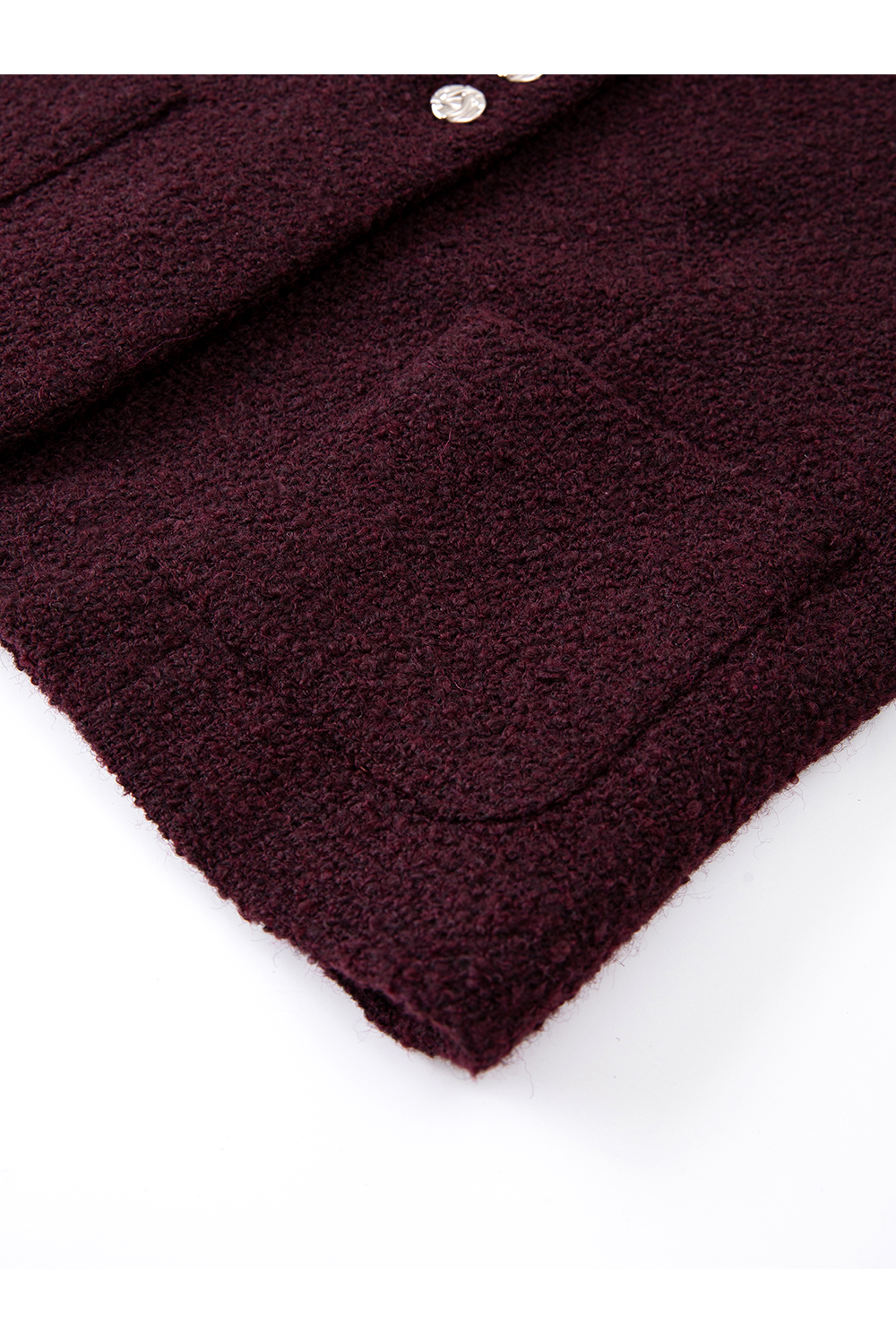 Purple Crewneck Wool Blend Coat