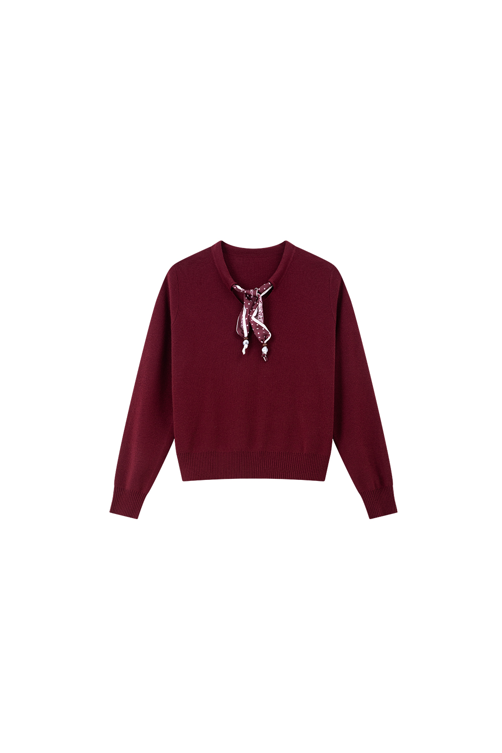 Red V-Neck Ribbon Office Suit Set