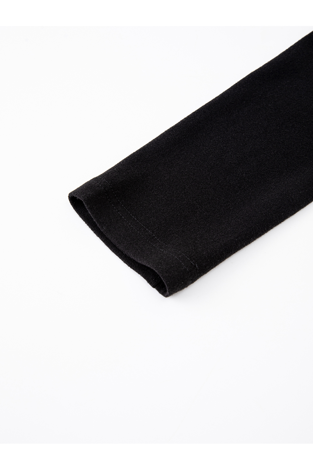 Black Ruffled Lace V-Neck Long-Sleeve T-Shirt