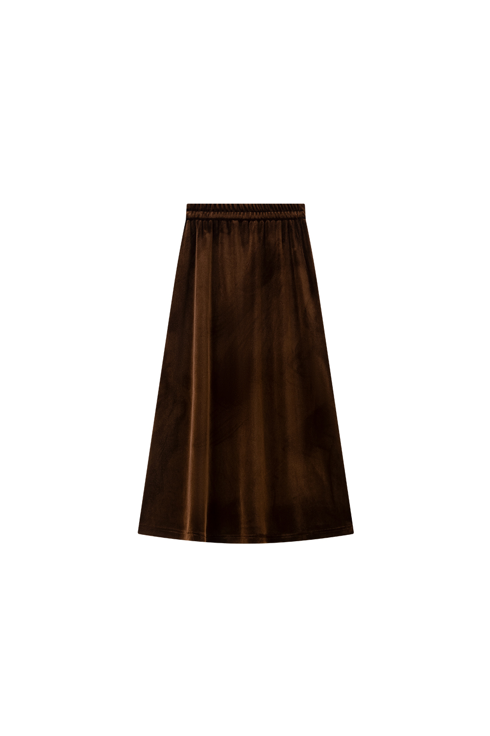 Brown French-Style Knitted Velvet Midi Skirt