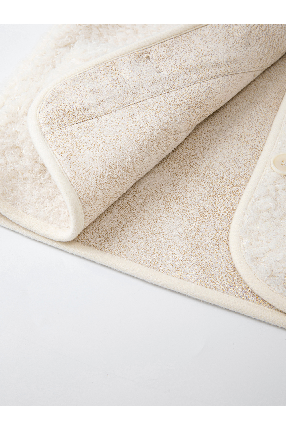 Apricot Shearling Crewneck Coat