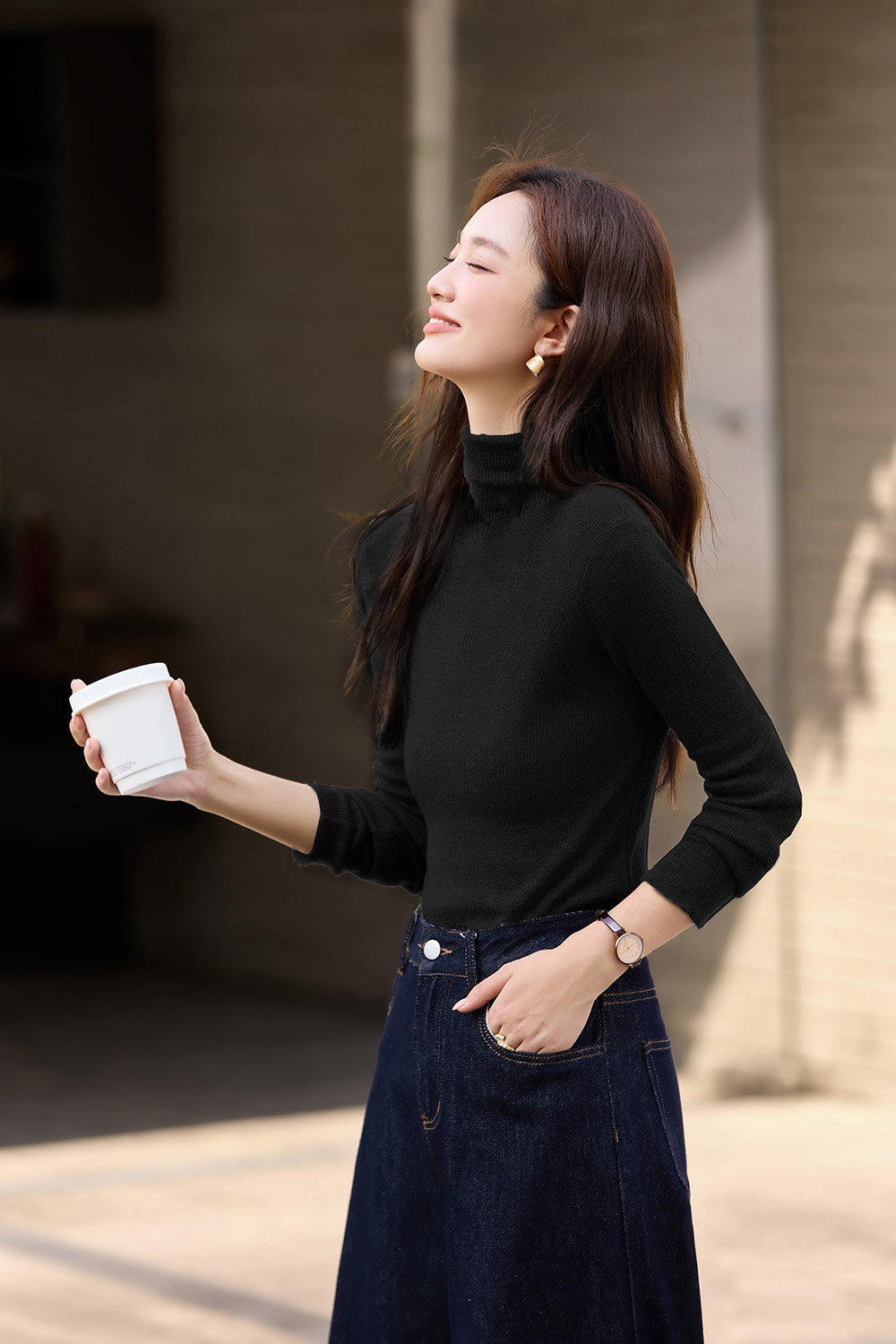 High - necked Thermal knitted sweater