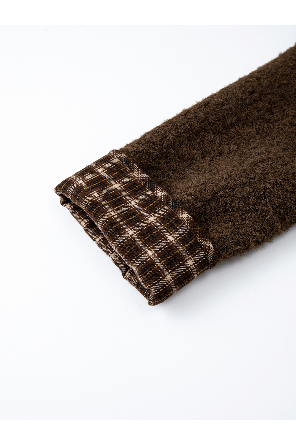 Color - block checkered woolen coat