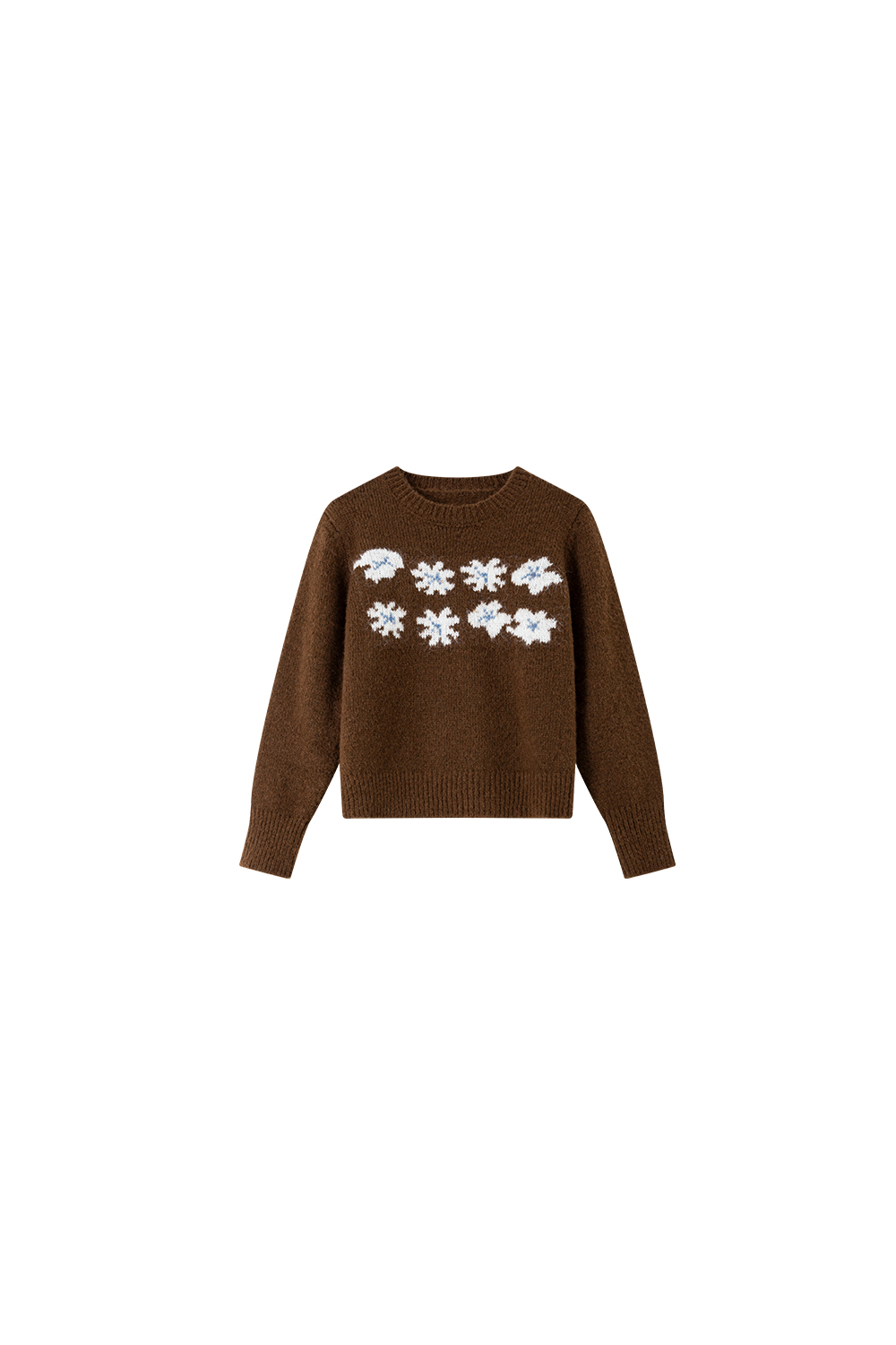 Blue jacquard crew - neck sweater