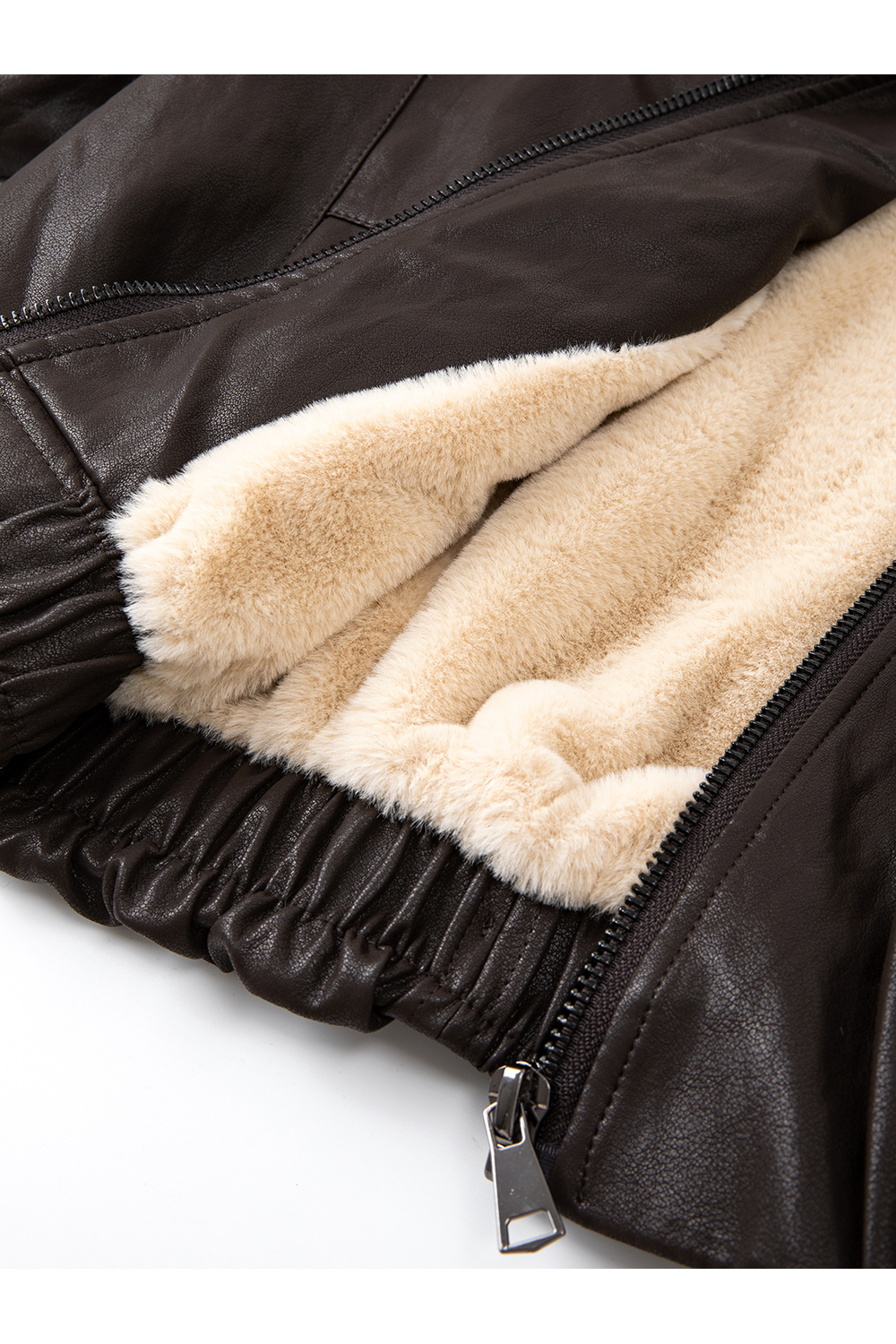 Fur - collared leather jacket