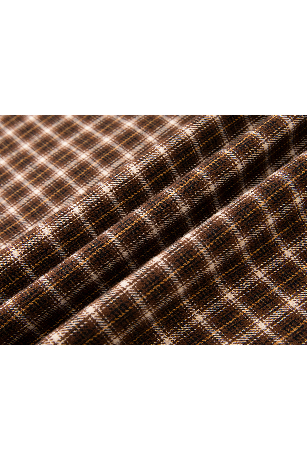 Brown Lapel Checkered Shirt