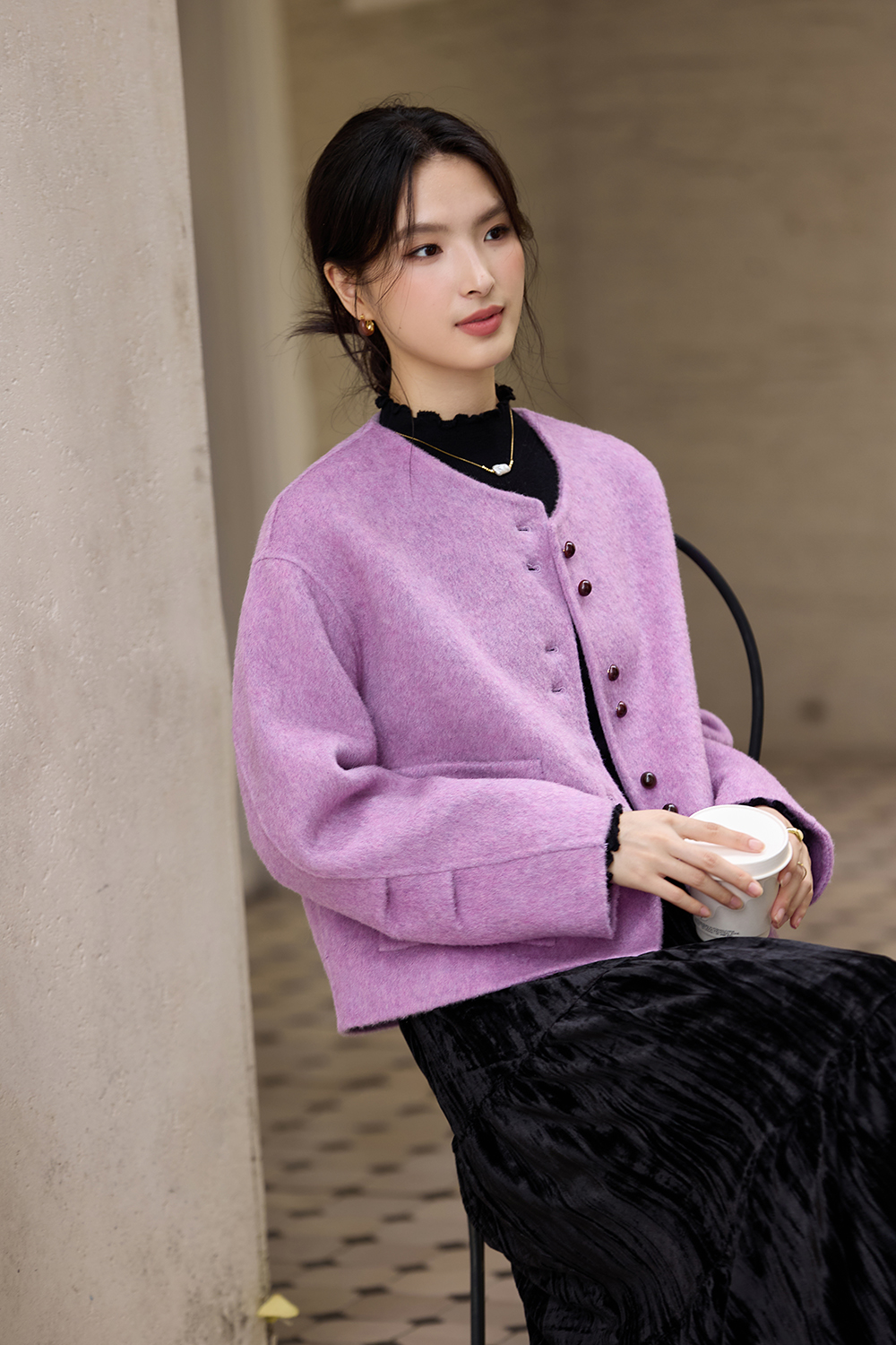 Elegant double-sided wool coat