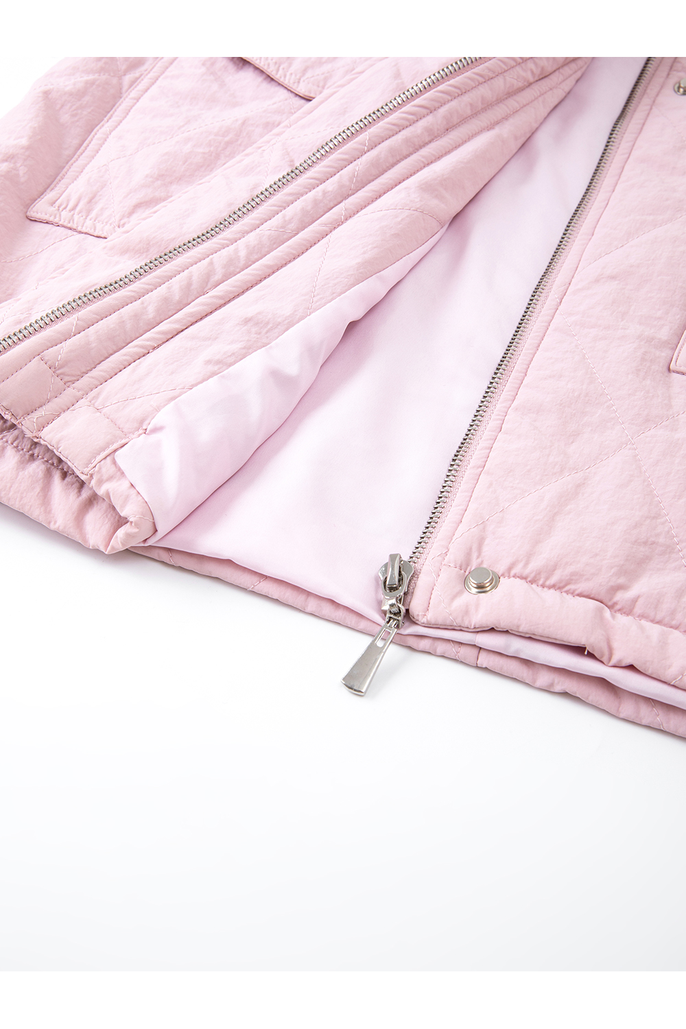 Pink lapel zipper cotton-padded jacket