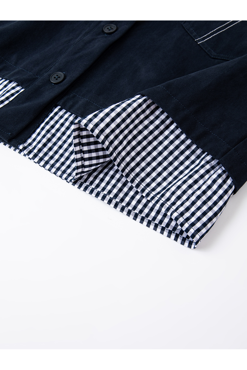 Navy & Stripe Faux Two-Layer Fashion Shirt-VIMLYSTORE