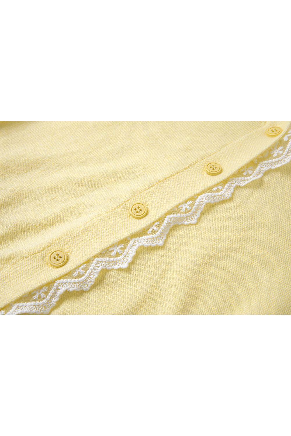 Yellow lace hooded knitted cardigan sweater coat-VIMLYSTORE