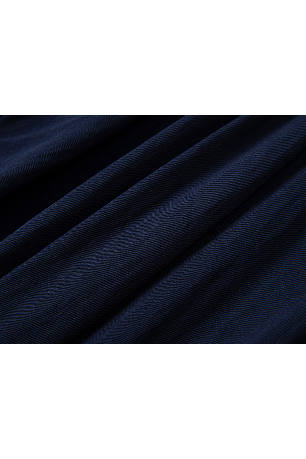 Navy Blue Korean-Style Puff Sleeve Waist-Defining Slimming Round Neck Blouse-VIMLYSTORE