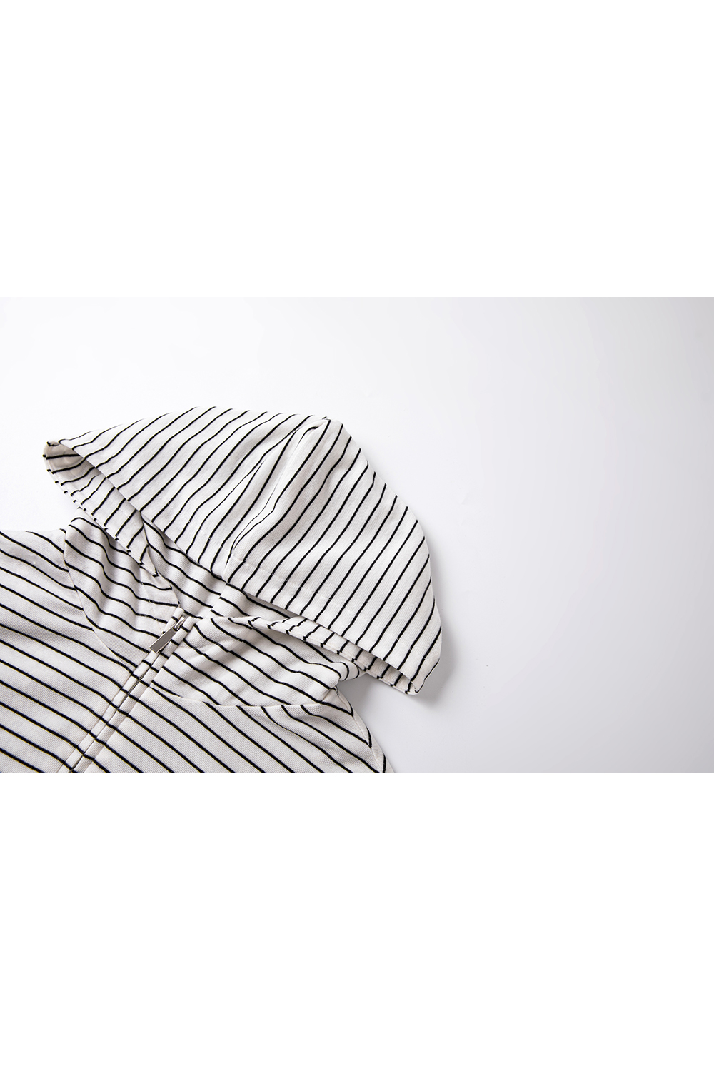 Striped Long Sleeve Hooded Slimming Zipper T-Shirt-VIMLYSTORE