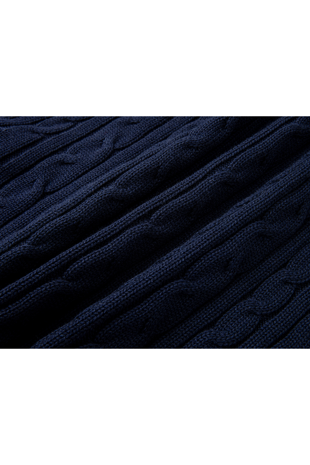 Plaid Patchwork Navy Cable-Knit Top-VIMLYSTORE