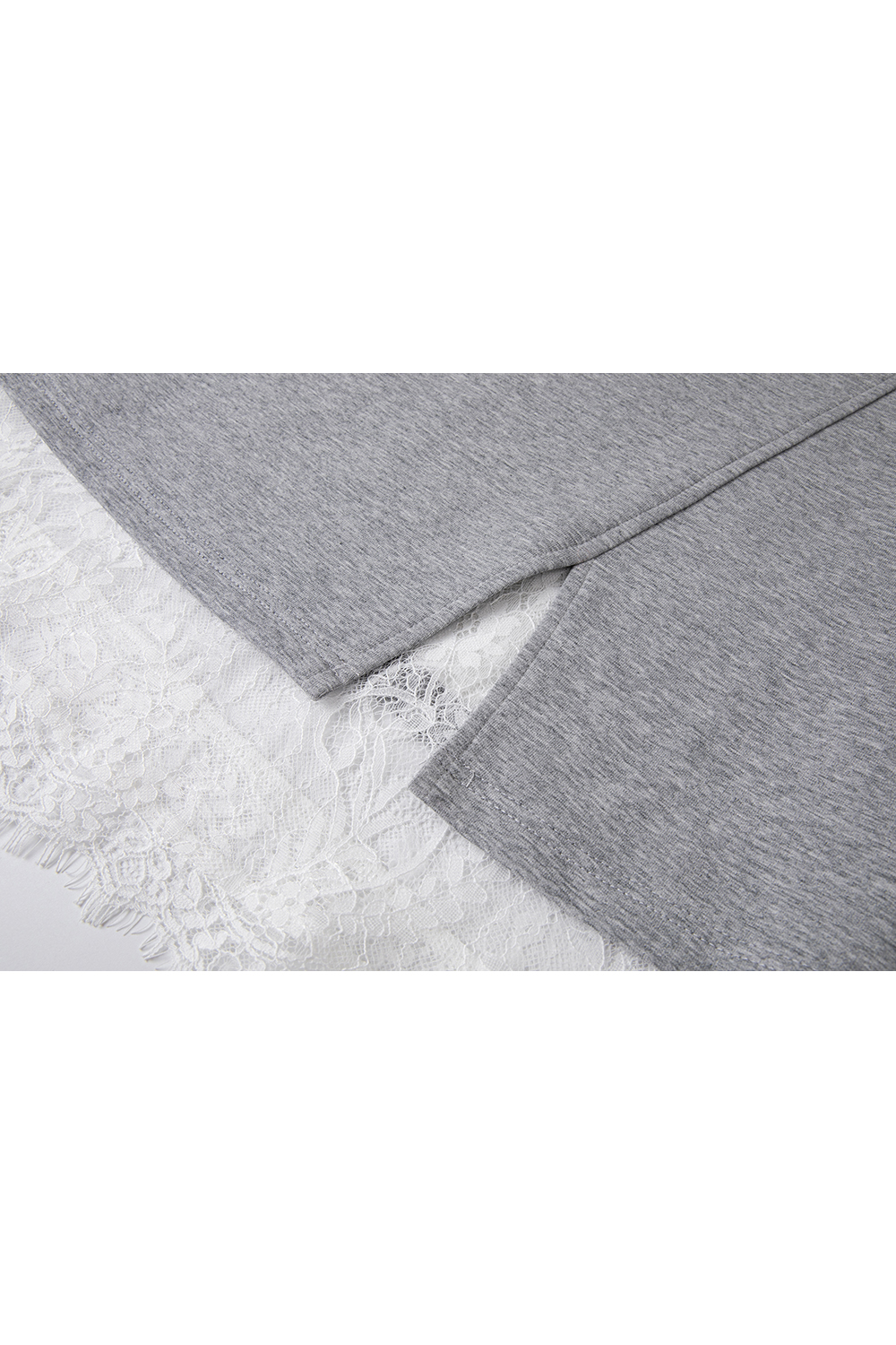 Grey casual lace hooded tops and skirts-VIMLYSTORE