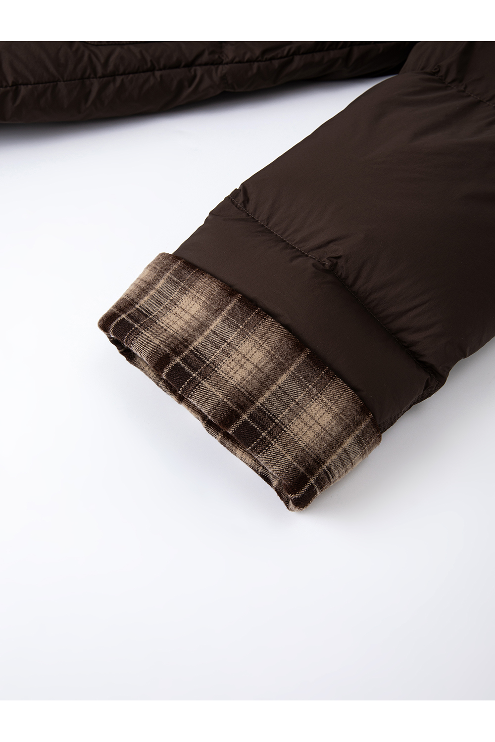 Brown Patchwork Plaid Hooded Down Jacket-VIMLYSTORE