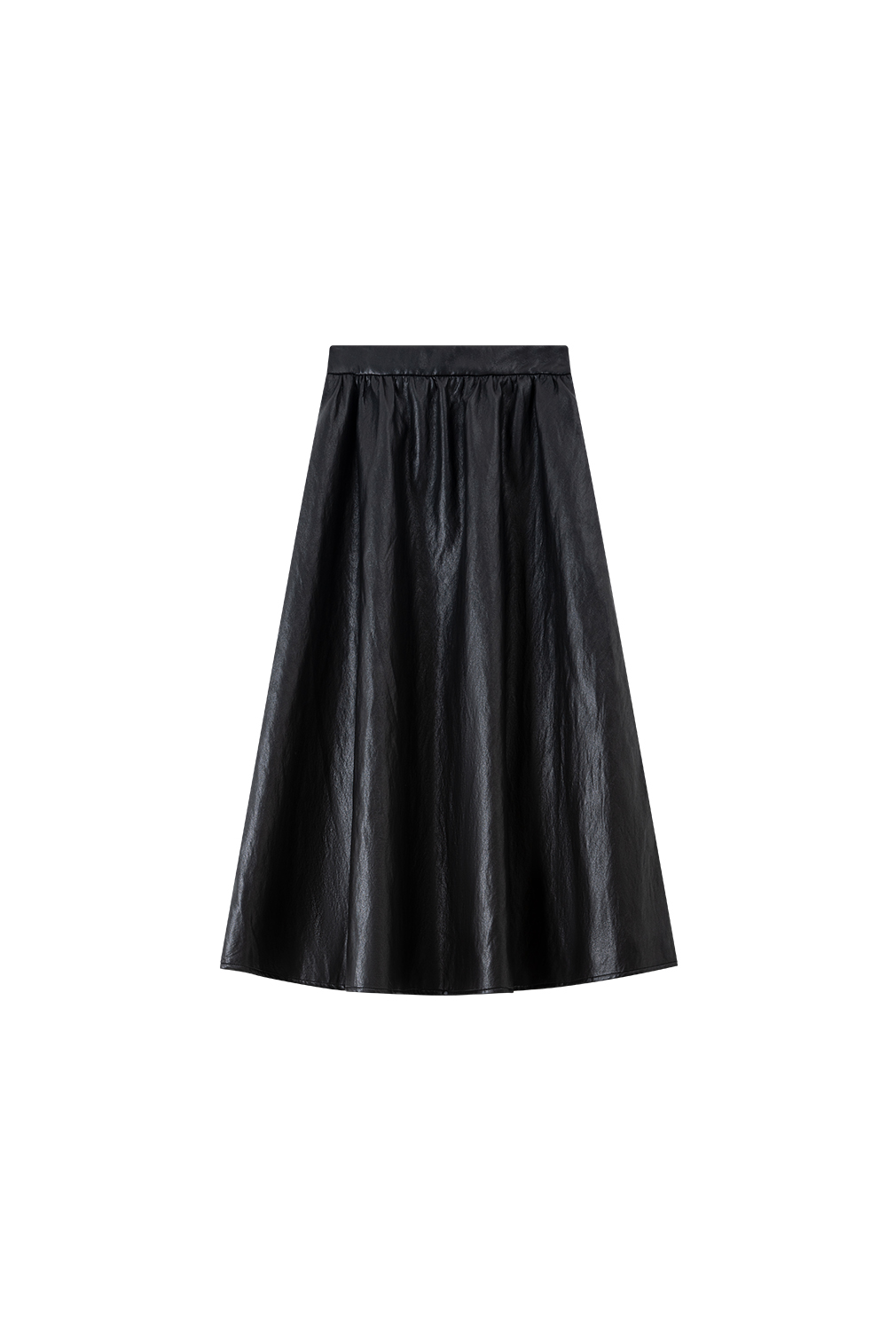 French Leather Midi Skirt