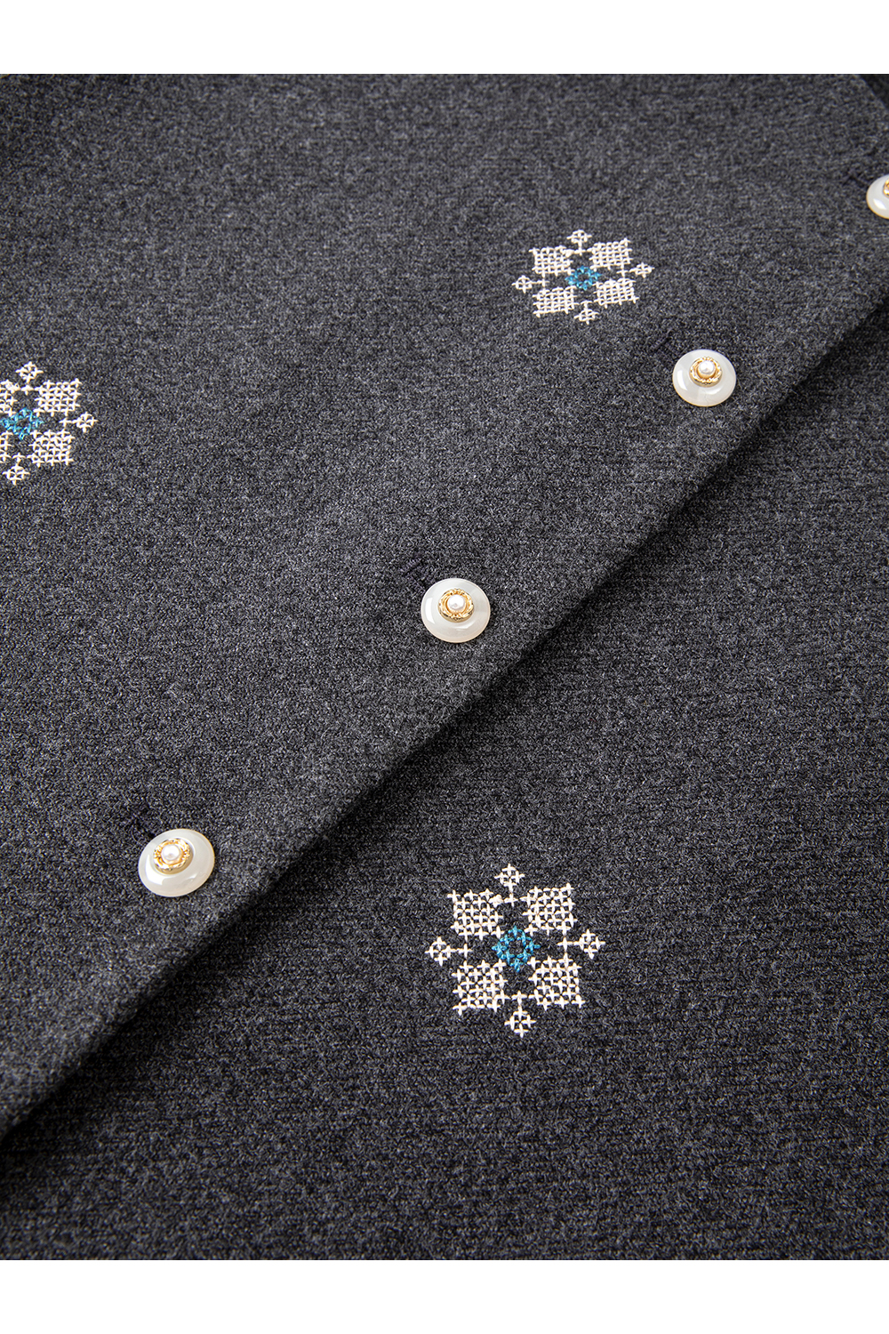 Grey Embroidered Vest Set