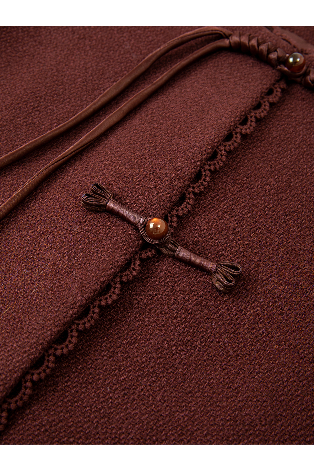 Red Crewneck Lace-Trimmed Set