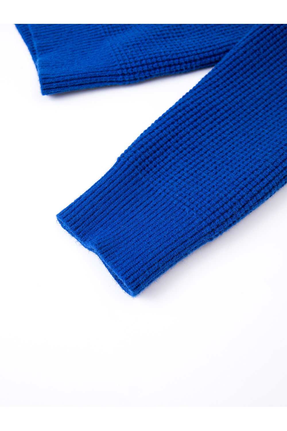 Blue Hooded Zippered Knitted Cardigan