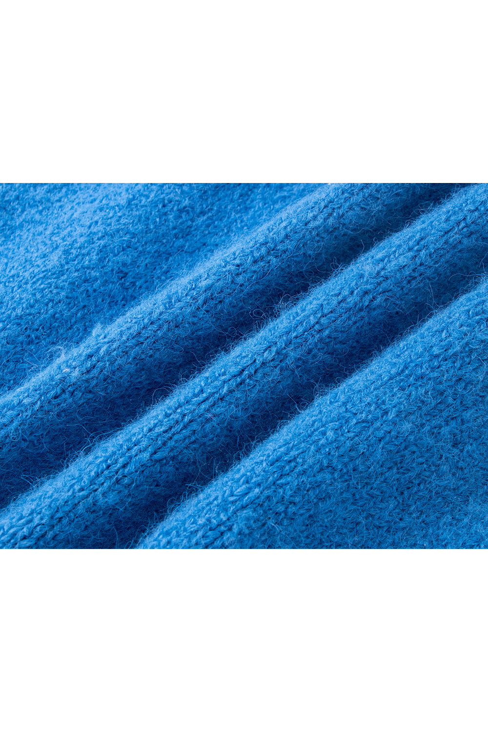 Blue Crew Neck Jacquard Sweater