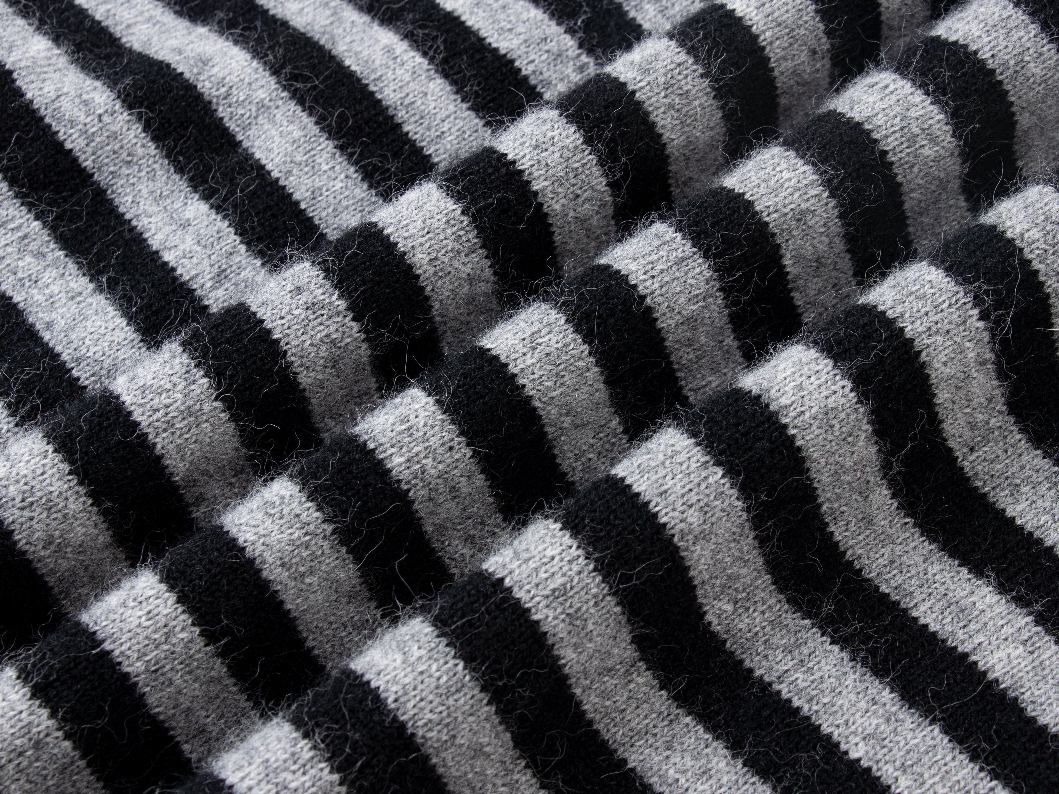 Retro Gray-White Striped Off-Shoulder Knitted Shirt